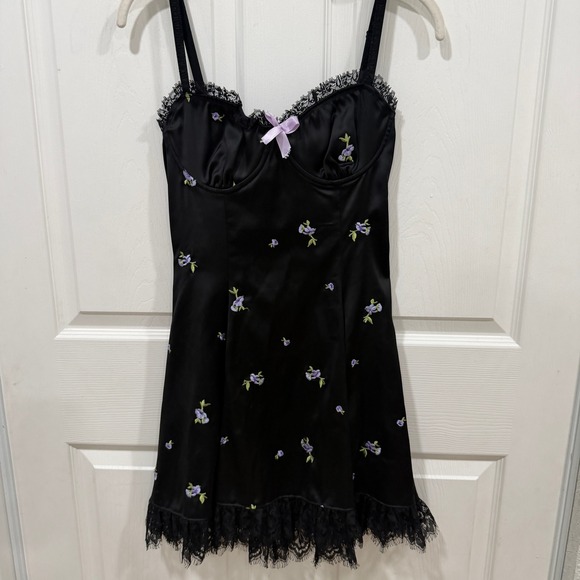 Widow Enchanted Forest Embroidered Floral Lace Trim‎ Mini Dress small s - Picture 3 of 8